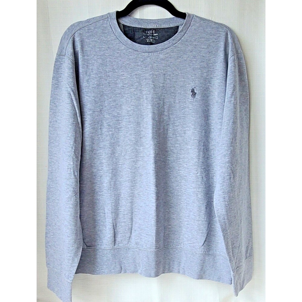 Polo Ralph Lauren Men's Gray Crewneck Fleece Sweatshirt Polo Pony Pockets M